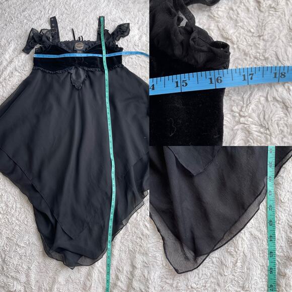 Funhouse gothic corset lace-up midi‎ dress ruffle buckle sleeve whimsigoth goth - Picture 5 of 15